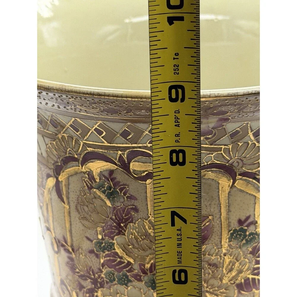 VTG Satsuma Made In China Porcelain Vase Hand Painted Floral Gold Gilt